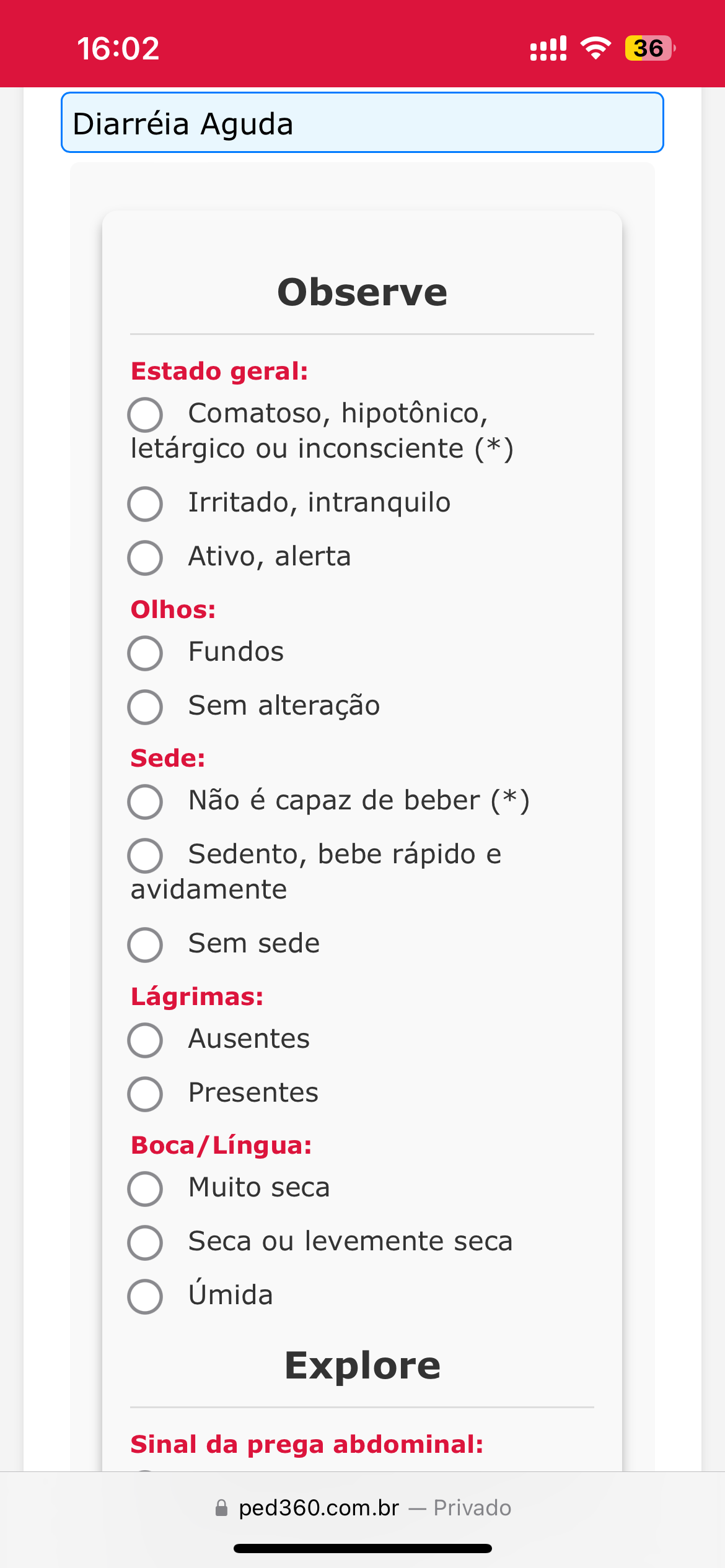Interface do aplicativo